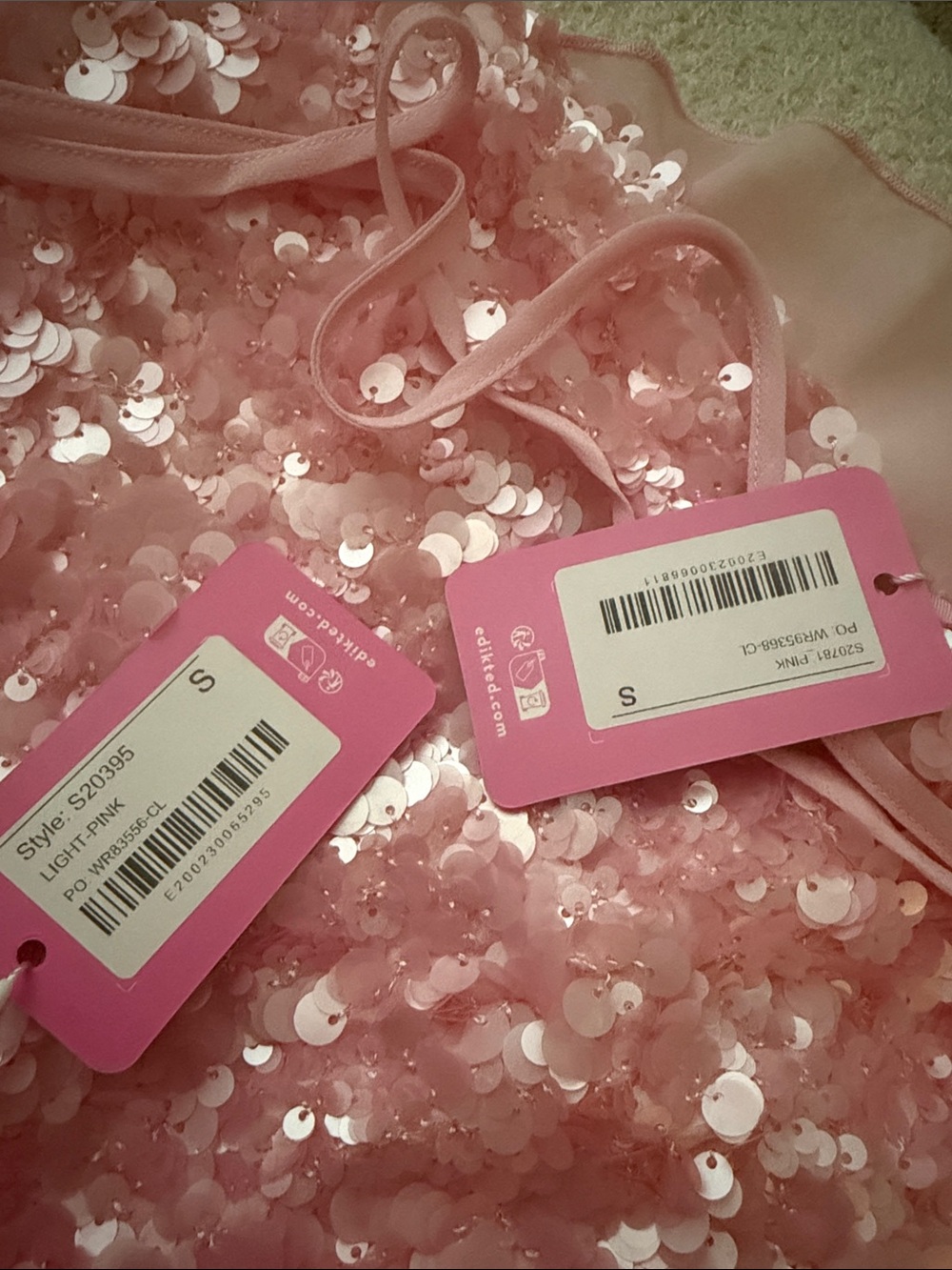 Edikted Pink Sequin Two-Piece Babydoll Top & Skirt - Picture 7 of 7